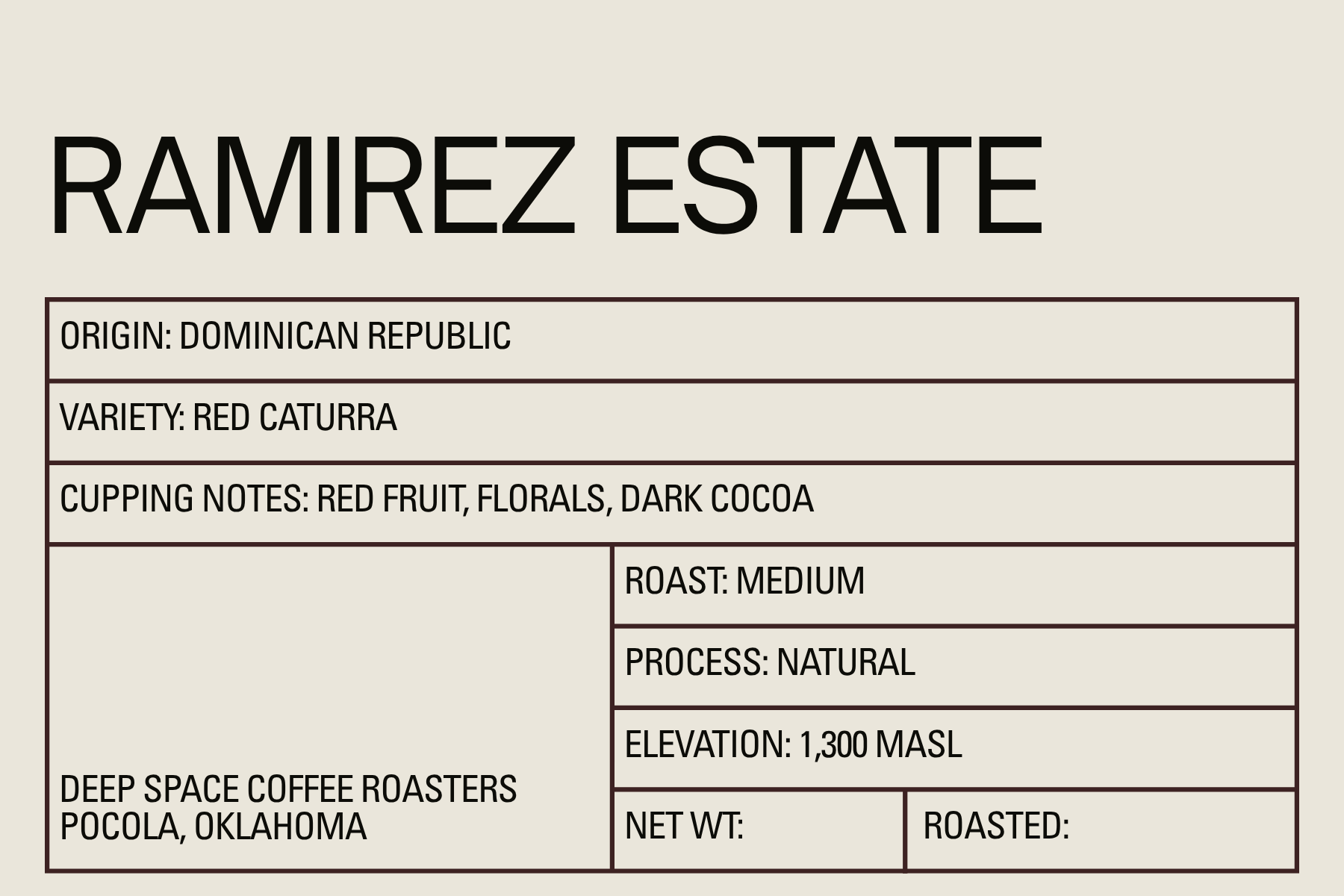 Ramirez Estate – Dominican Republic Medium Roast (Whole Bean) Specialty Coffee