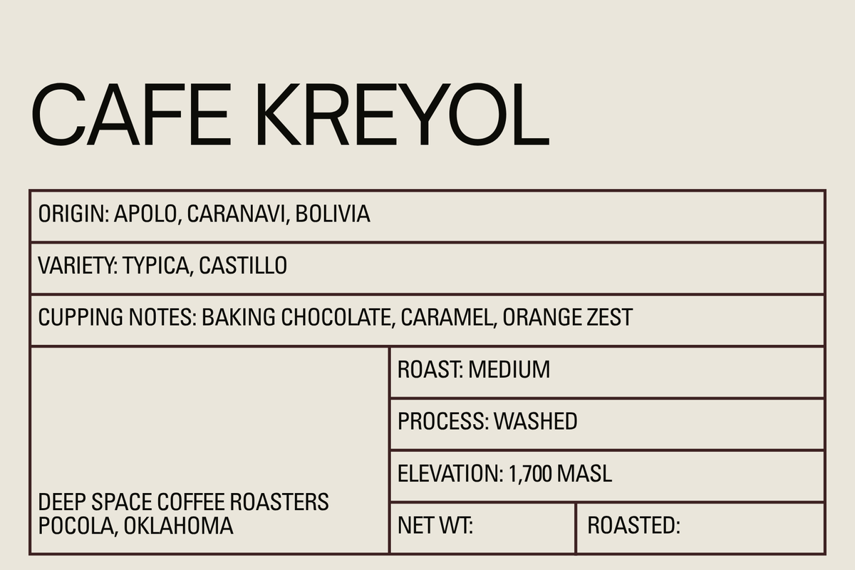 Cafe Kreyol – Bolivia Medium Roast (Whole Bean) Specialty Coffee